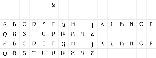 Antique Regular  glyph index