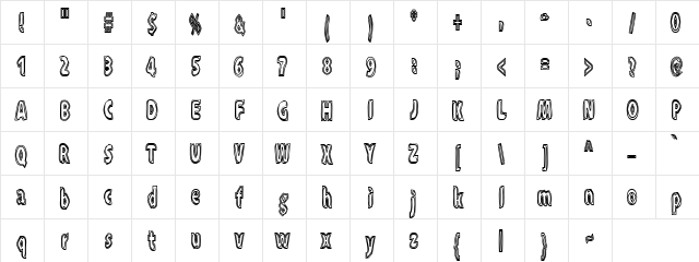XXRaytid Regular  glyph index