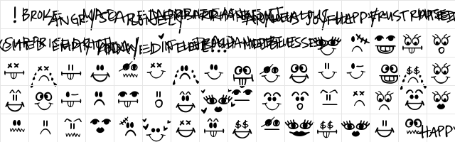 Today I Feel Regular  glyph index