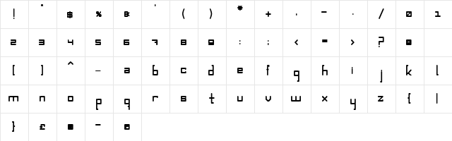 SquircleCirquare semiserif  bold  glyph index