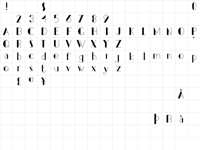 Pacitan Loro Demo Regular  glyph index