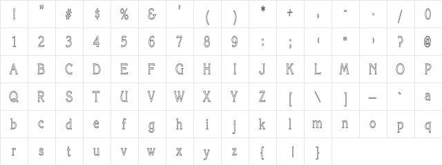 Korina-LightHC Regular  glyph index