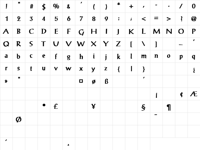 Seeing Things 2 Bold  glyph index