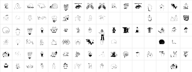 aqua teen hunger font (c) adult swim  glyph index