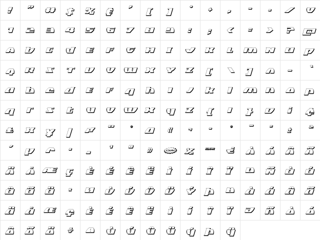 Black Bishop 3D Italic Italic  glyph index