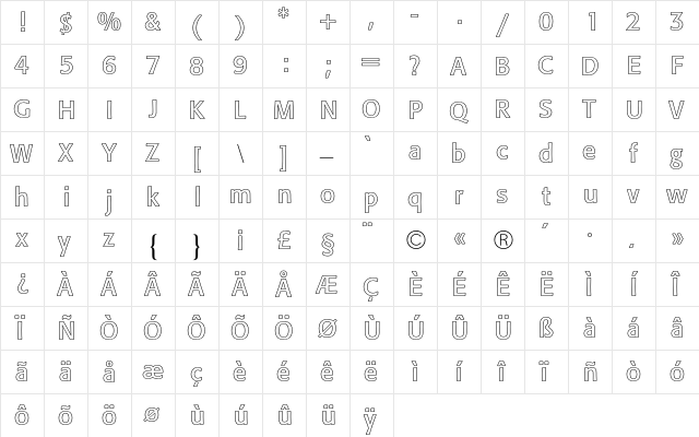 Formata BQ Regular  glyph index