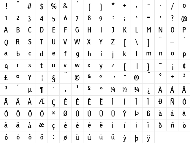 LTTetria Regular Regular  glyph index