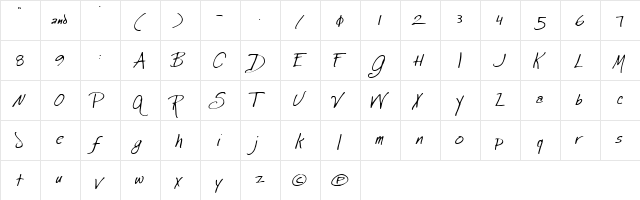 Jewel Hill Regular  glyph index