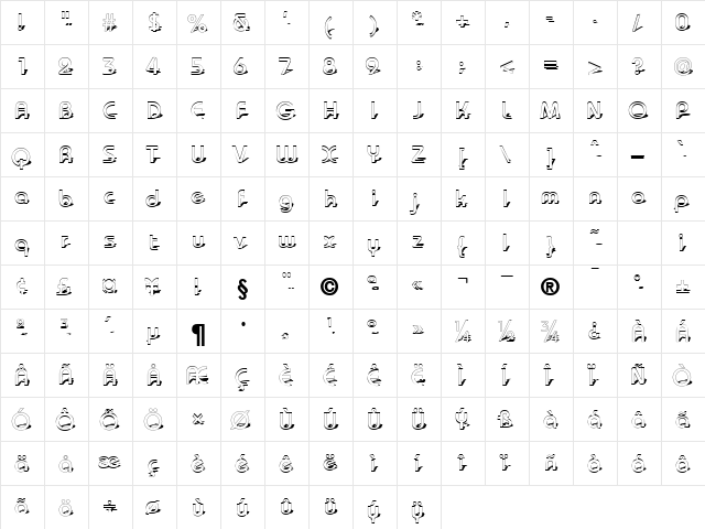 Baudot Shadow DB Normal  glyph index