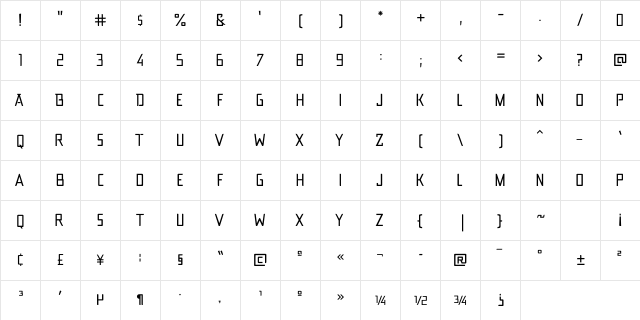 Athenaz Regular  glyph index