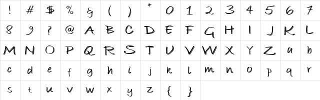 Brown Alexander Regular  glyph index