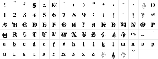 Holly Time Regular  glyph index