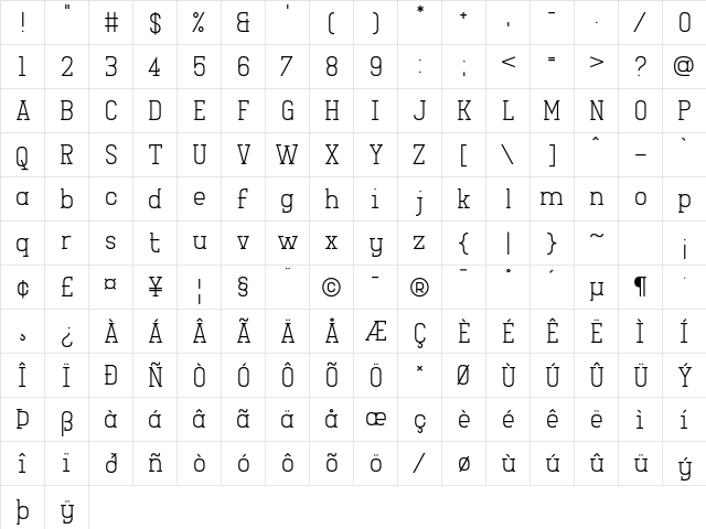 Girlesque Regular  glyph index