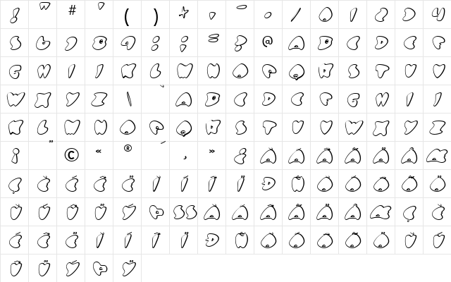 Got No Heart Regular  glyph index