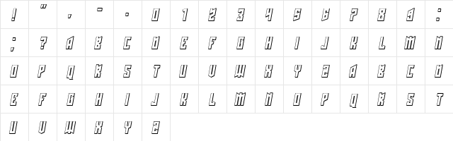 Schwachsinn 3D Italic  glyph index
