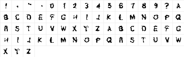 Agressiva Regular  glyph index