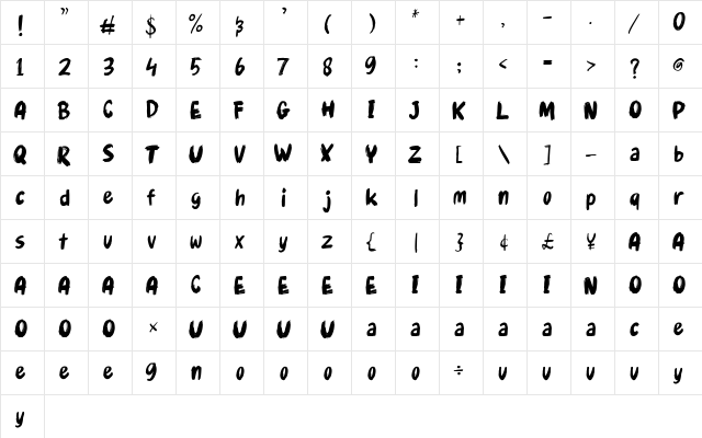 Gudnite Regular  glyph index