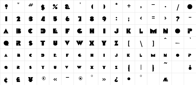 SAMMAN Regular  glyph index