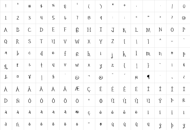 yellow umbrella Regular  glyph index