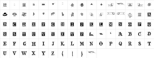 Olduvai Ornaments Regular  glyph index