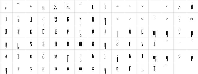American Style Regular  glyph index