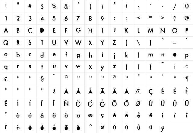 Flyerfonts AllAges  glyph index