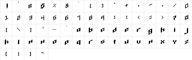 Raf Font Regular  glyph index