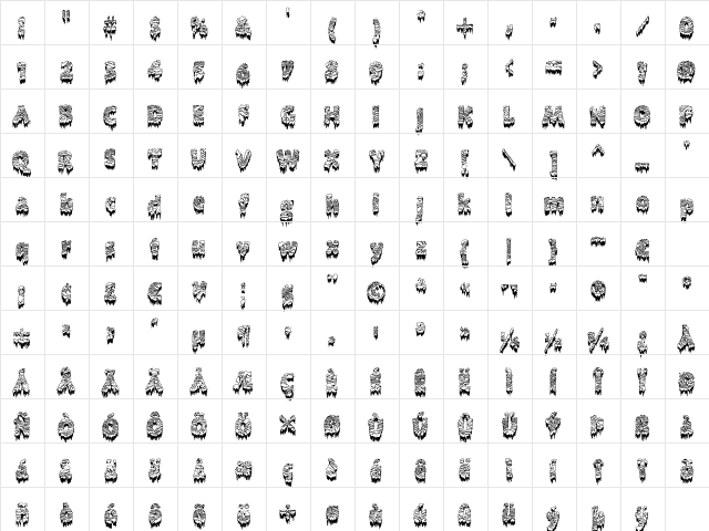 WoodsWorld 'Melting' Regular  glyph index