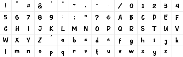 Under Type Regular  glyph index