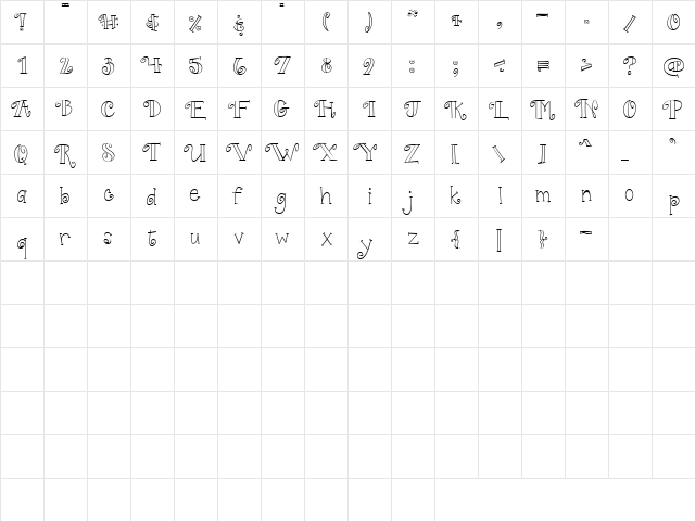 CK Pink Regular  glyph index