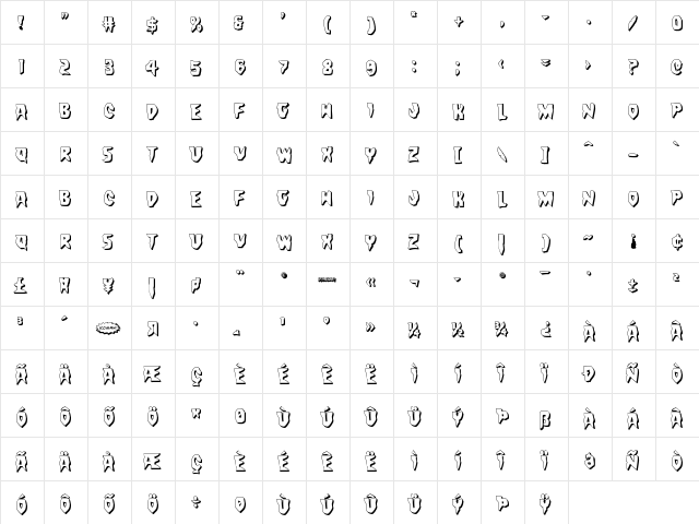 Count Suckula 3D Regular  glyph index