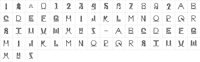 AA Neon Regular  glyph index