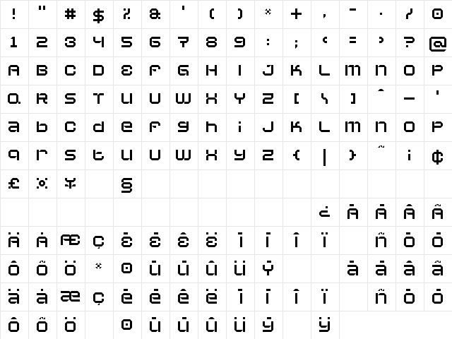 Vaporbyte Slim Regular  glyph index