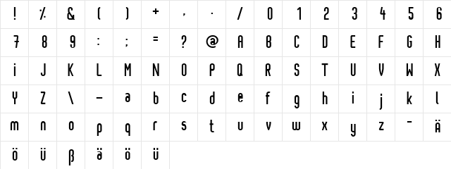 Pixochrome Regular  glyph index