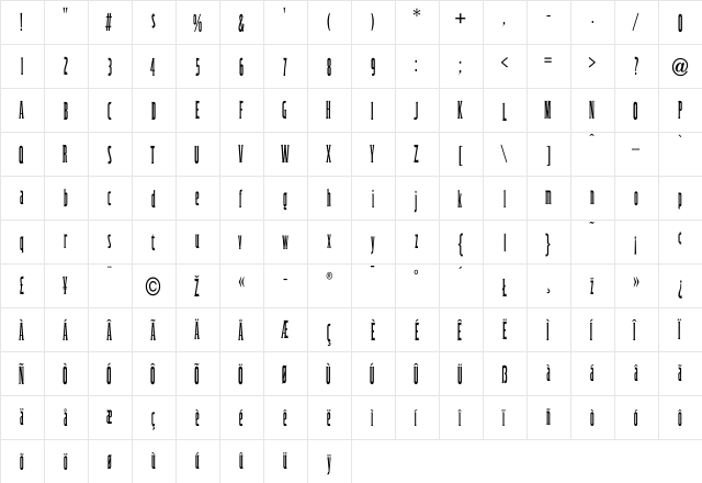 Cinderella-Regular Regular  glyph index
