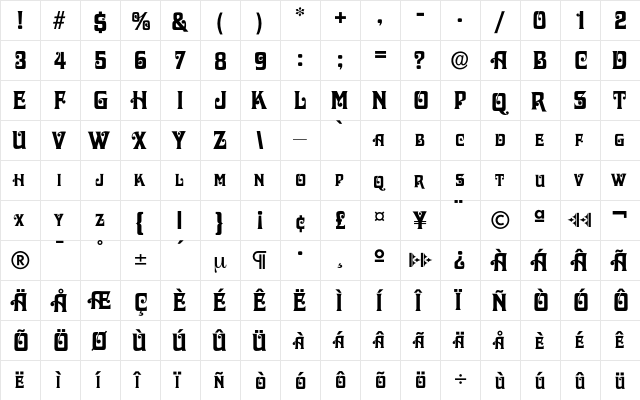 Davida Regular  glyph index