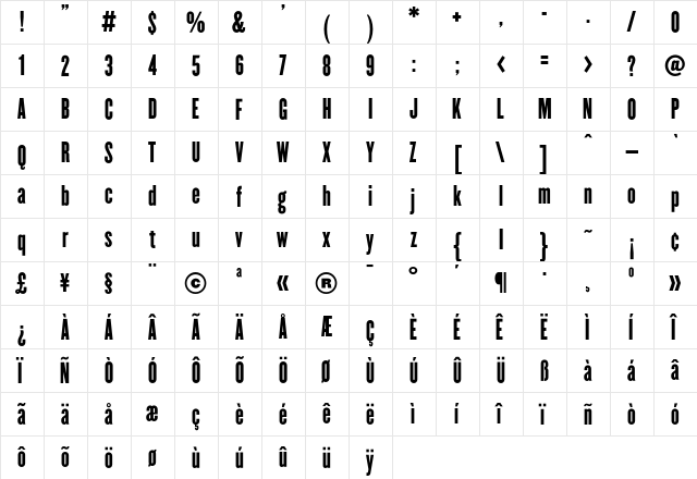 Champion HTF-Featherweight  glyph index