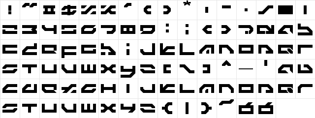 LDR#8 Regular  glyph index