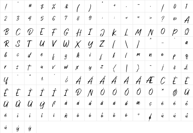 Dexotick By Dhan Studio Regular  glyph index