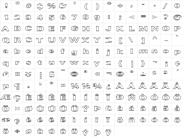 FZ ROMAN 37 HOLLOW EX Normal  glyph index