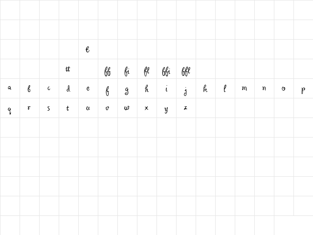 CafeMimiMVBALT Regular  glyph index