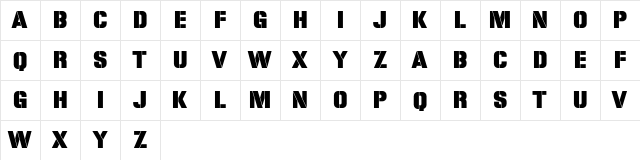 Hadley Stencil Mo1 Regular  glyph index