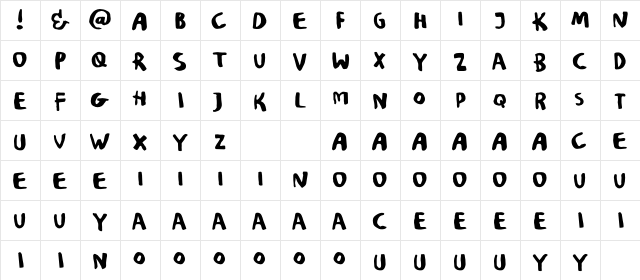 POPKORN Demo Regular  glyph index