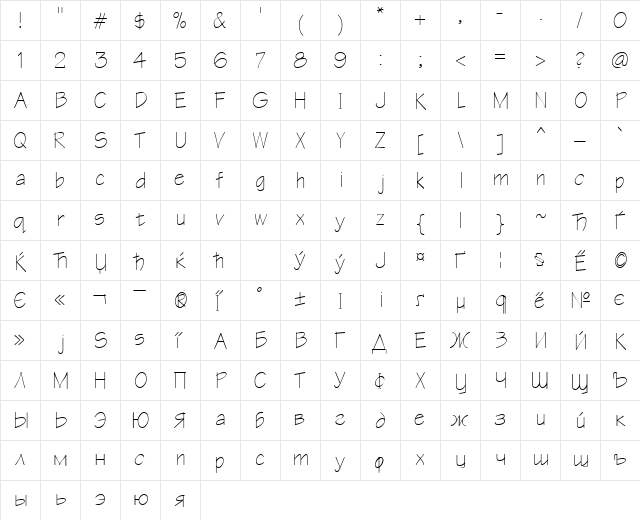 ER Architect 1251 Normal  glyph index