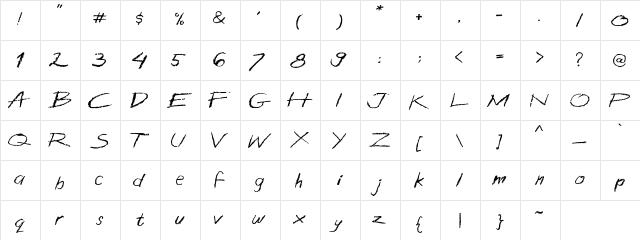 Crazzon Regular  glyph index