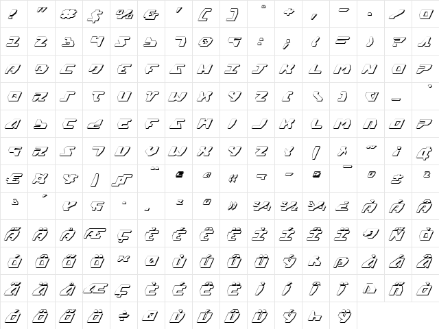Gyrfalcon 3D Italic 3D Italic  glyph index