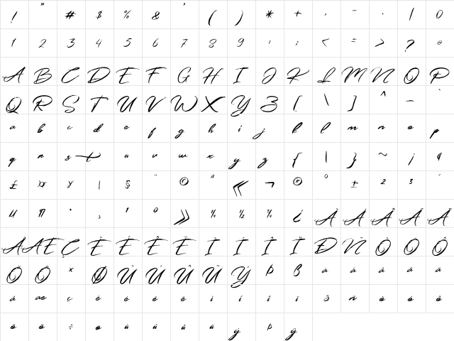 Simpletune  Free Personal Use Regular  glyph index
