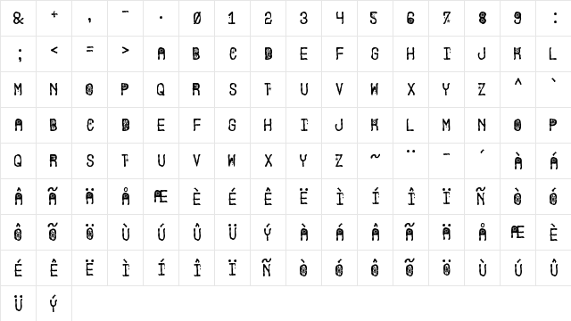 Halloween Party St Regular  glyph index