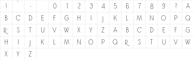 Jonah Regular  glyph index