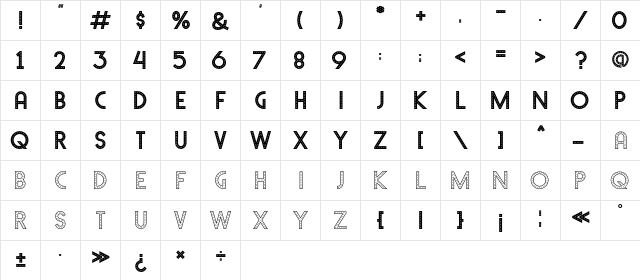 Neon Light Regular  glyph index